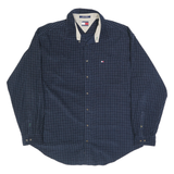 TOMMY HILFIGER Mens Blue Check Shirt XL Cotton Classic Button Down Casual