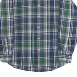 CHAPS Mens Blue & Green Checked Shirt XL Button Cotton Blend Casual