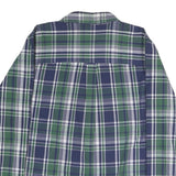 CHAPS Mens Blue & Green Checked Shirt XL Button Cotton Blend Casual