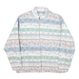 ALFRED DUNNER Womens Pastel Stripe Zip Jacket M Polyester Blend Fleece