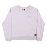 CAT Womens White Crew Neck Sweatshirt M Cotton Blend Casual Logo