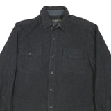 GRIZZLY MOUNTAIN Mens Black Plain Shirt L Button Pocket Casual Cotton Blend