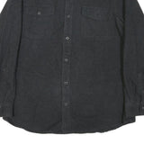 GRIZZLY MOUNTAIN Mens Black Plain Shirt L Button Pocket Casual Cotton Blend