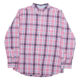 CHAPS Mens Pink & Blue Check Shirt XL Button Down Casual Cotton Blend