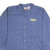 REDKAP Mens Blue Check Workwear Shirt XL Binswanger Glass Logo Cotton Blend