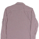 LACOSTE Mens Red & Blue Check Shirt S Slim Fit Cotton Casual Button Down