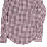 LACOSTE Mens Red & Blue Check Shirt S Slim Fit Cotton Casual Button Down
