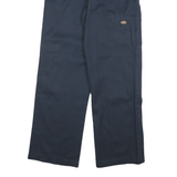 DICKIES Mens Cotton Blend Navy Loose Fit Straight Trousers W33 L32 Workwear