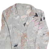Womens Grey Printed Blouse Long Sleeve Collared XL Lightweight Elegant