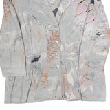 Womens Grey Printed Blouse Long Sleeve Collared XL Lightweight Elegant