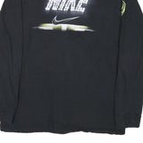 NIKE Mens Black Graphic T-Shirt XL Long Sleeve Crew Neck Lightweight Cotton