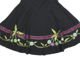 PHASE EIGHT Womens Black Floral Swing Knee Length Skirt Cotton Woven UK 14