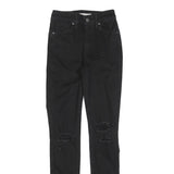 LEVI'S 721 Womens Jeans Black Slim Skinny Denim W24 L30 Distressed Ripped