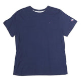 CHAMPION Mens Navy Blue Cotton T-Shirt L Short Sleeve Crew Neck Classic Logo