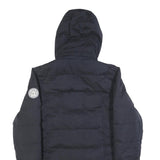 JACK WILLS Womens Navy Blue Puffer Jacket UK 12 Cotton Blend Hooded Zip