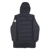 JACK WILLS Womens Navy Blue Puffer Jacket UK 12 Cotton Blend Hooded Zip