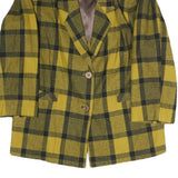 Womens Yellow & Black Check Jacket L Polyester Blend Button Closure Tailored