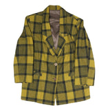 Womens Yellow & Black Check Jacket L Polyester Blend Button Closure Tailored