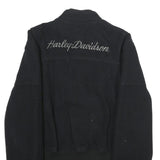 HARLEY DAVIDSON Mens Black Wool Blend Jacket XS Zip Bomber Classic Fit Logo