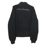 HARLEY DAVIDSON Mens Black Wool Blend Jacket XS Zip Bomber Classic Fit Logo