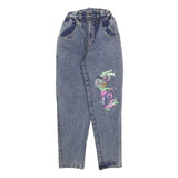 Girls Blue Regular Fit Denim Light Wash Jeans W20 L26 Roller Skate Print