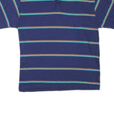 AMERICAN EDITION Mens Blue Striped Short Sleeve Polo Shirt XL Cotton Blend
