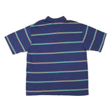 AMERICAN EDITION Mens Blue Striped Short Sleeve Polo Shirt XL Cotton Blend