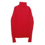 TAHARI Womens Red Plain Pullover Jumper Crew Neck Rib Knit S Stylish Warm
