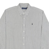 RALPH LAUREN Mens Blue & White Stripe Shirt 2XL Cotton Long Sleeve Button Collar