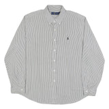 RALPH LAUREN Mens Blue & White Stripe Shirt 2XL Cotton Long Sleeve Button Collar