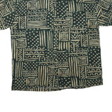 BLUE PRINT Mens Green & Beige Patterned Cotton Blend Shirt XL Relaxed Fit Casual