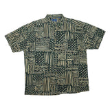 BLUE PRINT Mens Green & Beige Patterned Cotton Blend Shirt XL Relaxed Fit Casual