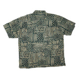 BLUE PRINT Mens Green & Beige Patterned Cotton Blend Shirt XL Relaxed Fit Casual