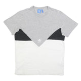 ADIDAS Mens Grey Black & White Cotton Blend T-Shirt L Short Sleeve Crew Neck