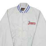 DUNBROOKE Mens White Nylon Button Jacket M Plain Lightweight Retro Track Style