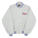 DUNBROOKE Mens White Nylon Button Jacket M Plain Lightweight Retro Track Style