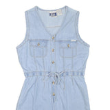 BILL BLASS Womens Light Blue Denim Playsuit S Cotton Blend Button Front