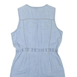 BILL BLASS Womens Light Blue Denim Playsuit S Cotton Blend Button Front