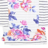 JOULES Womens White & Navy Floral Stripe Sports Top Long Sleeve Crew Neck UK 12