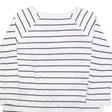 JOULES Womens White & Navy Floral Stripe Sports Top Long Sleeve Crew Neck UK 12