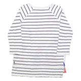 JOULES Womens White & Navy Floral Stripe Sports Top Long Sleeve Crew Neck UK 12