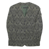 SANDY DRESS Womens Green & Black Floral Jacket L Woven Tailored Button Closure