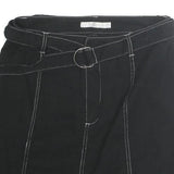TWIK Womens Black Belted Mini Cotton Blend Skirt M Contrast Stitch Casual