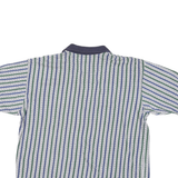MUNSINGWEAR Mens Blue & Green Striped Short Sleeve Polo Shirt L Cotton Blend