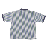 MUNSINGWEAR Mens Blue & Green Striped Short Sleeve Polo Shirt L Cotton Blend
