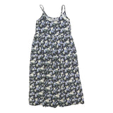 CHARTER CLUB Womens Black Cream & Blue Floral Day Dress Cotton Blend Sleeveless