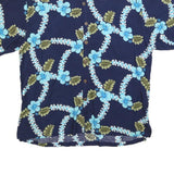 COCONUT BEACH Mens Navy Blue & Green Hawaiian Shirt L Cotton Blend Casual
