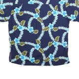 COCONUT BEACH Mens Navy Blue & Green Hawaiian Shirt L Cotton Blend Casual