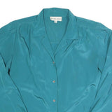 STUART LANG Womens Blue Shirt Long Sleeve Collared Plain S Elegant Workwear