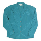 STUART LANG Womens Blue Shirt Long Sleeve Collared Plain S Elegant Workwear